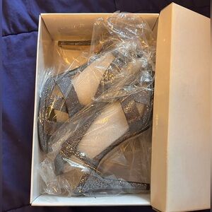 Caparros heels. Silver/charcoal/gray glitter. NWT